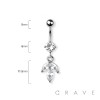 TRIPLE MARQUISE DANGLE 316L SURGICAL STEEL NAVEL BELLY RING