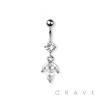 TRIPLE MARQUISE DANGLE 316L SURGICAL STEEL NAVEL BELLY RING