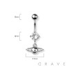SPACE SATURN DANGLE 316L SURGICAL STEEL NAVEL BELLY RING