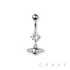 SPACE SATURN DANGLE 316L SURGICAL STEEL NAVEL BELLY RING