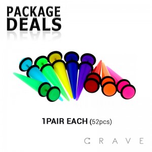 54PCS ACRYLIC FAKE TAPER WITH UV NEON PACK