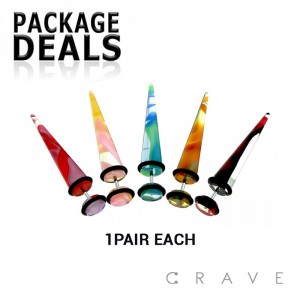 30PCS ACRYLIC FAKE TAPER WITH GLASS MARBLE