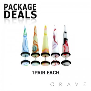 30PCS ACRYLIC FAKE TAPER WITH CREAM MARBLE PACK