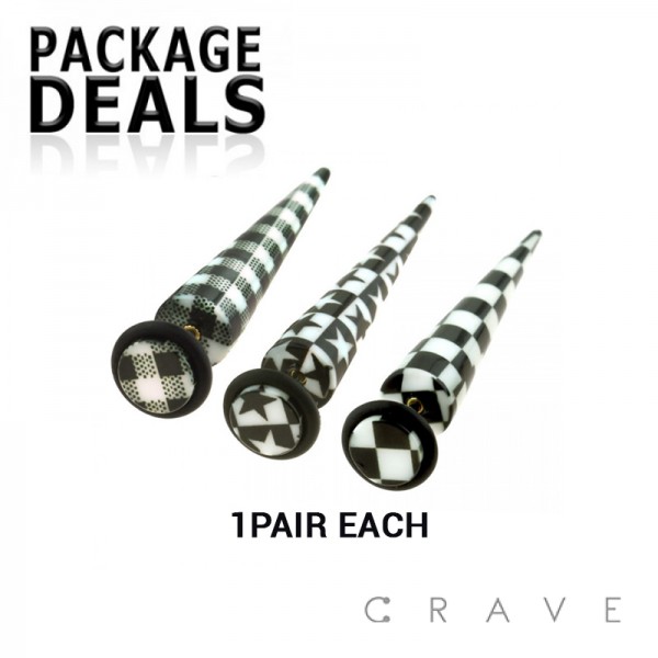6PCS ACRYLIC FAKE TAPER WITH CHECKMATE PACK