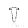 316L SURGICAL STEEL PLAIN BALL CURVED BARBELL WITH CHAIN 