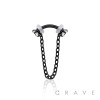 316L SURGICAL STEEL CZ PRONG CURVED BARBELL WITH CHAIN 