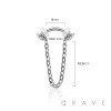 316L SURGICAL STEEL CZ PRONG CURVED BARBELL WITH CHAIN 