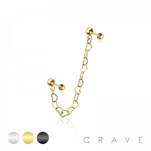 316L SURGICAL STEEL HEART CHAIN CARTILAGE BARBELL