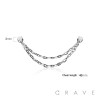 316L SURGICAL STEEL DOUBLE NOSE CHAIN WITH CZ PRONG NOSE L-BEND STUD