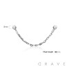 316L SURGICAL STEEL CZ PRONG WITH SINGLE NOSE CHAIN L-BEND STUD