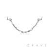 316L SURGICAL STEEL CZ PRONG WITH SINGLE NOSE CHAIN L-BEND STUD