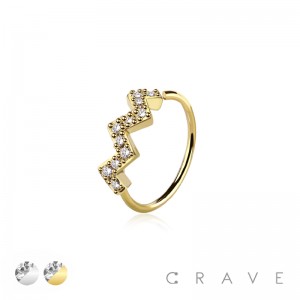 CZ PRONG GEM PAVED WONDER W 316L SURGICAL STEEL O-RING NOSE