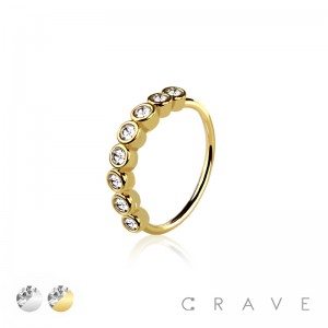 CZ PRONG FULL GEM 316L SURGICAL STEEL O-RING NOSE HOOP