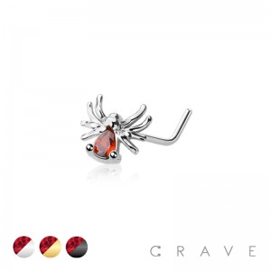 SPIDER 316L SURGICAL STEEL L-SHAPE NOSE STUD