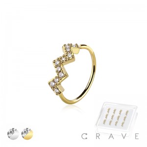 12PCS OF CZ GEM PAVED WONDER W 316L SURGICAL STEEL O-RING NOSE HOOP BOX