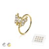 12PCS OF CZ PRONG GEM PAVED CENTER GEM BUTTERFLY 316L SURGICAL STEEL O-RING NOSE HOOP BOX