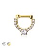 CZ PRONG PAVED FRONT ROUND CZ PRONG GEM AT CENTER 316L SURGICAL STEEL HINGED SEGMENT SEPTUM RING