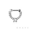 CZ PRONG PAVED FRONT ROUND CZ PRONG GEM AT CENTER 316L SURGICAL STEEL HINGED SEGMENT SEPTUM RING