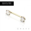 14K Gold DOUBLE ROUND CZ PRONG SET AAA PUSH IN NIPPLE BAR
