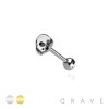 SKULL HEAD 316L SURGICAL STEEL TONGUE BARBELL