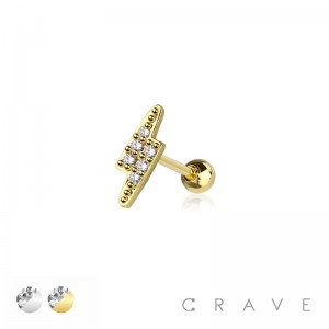 CZ PAVED LIGHTNING BOLT 316L SURGICAL STEEL CARTILAGE