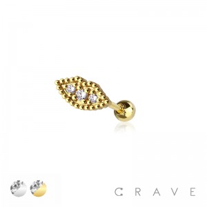 CZ PRONG PAVED LIPS 316L SURGICAL STEEL CARTILAGE