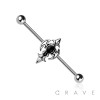 MEDIEVAL CROSS BLACK GEM 316L SURGICAL STEEL INDUSTRIAL BARBELL