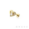 CZ PRONG PAVED GEM IN HEART INTERNALLY THREADED 316L SURGICAL STEEL LABRET