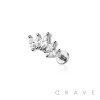 CZ PRONG PAVED GEM MARQUISE INTERNALLY THREADED 316L SURGICAL STEEL LABRET