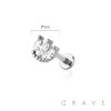 CZ PRONG PAVED GEM 3 MARQUISE INTERNALLY THREADED 316L SURGICAL STEEL LABRET