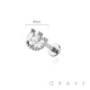 CZ PRONG PAVED GEM 3 MARQUISE INTERNALLY THREADED 316L SURGICAL STEEL LABRET SET