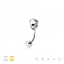 SKULL HEAD 316L SURGICAL STEEL CURVED BARBELL