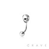 SKULL HEAD 316L SURGICAL STEEL CURVED BARBELL