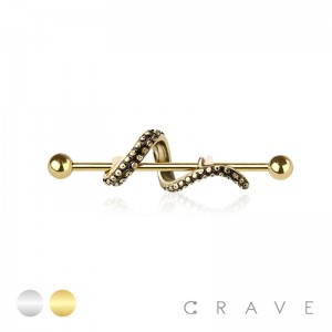 KRAKEN TWIST TENTACLE 316L SURGICAL STEEL INDUSTRIAL BARBELL