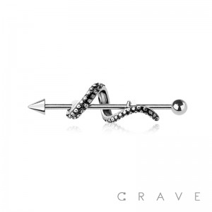 KRAKEN TENTACLE WITH SPIKE 316L SURGICAL STEEL INDUSTRIAL BARBELL