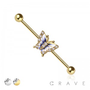 BUTTERFLY 316L SURGICAL STEEL INDUSTRIAL BARBELL 