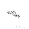 CZ PAVED TRIPLE GEM WITH CLUSTER 316L SURGICAL STEEL