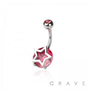 2 TONE GEM WITH STAR 316L SURGICAL STEEL NON DANGLE BELLY RING