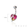 2 TONE HEART GEM WITH VERTICAL HEARTBEAT 316L SURGICAL STEEL NAVEL BELLY RING