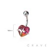 2 TONE HEART GEM WITH HEARTBEAT 316L SURGICAL STEEL NAVEL BELLY RING