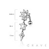 CZ FLOWER WITH CENTER STAR DANGLE 316L SURGICAL STEEL REVERSE NAVEL BELLY RING