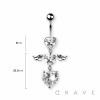 CZ GEM WITH ANGEL WINGS DANGLE 316L SURGICAL STEEL NAVEL RING