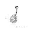 CZ PAVED TEAR DROP 316L SURGICAL STEEL NAVEL RING