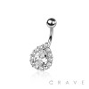 CZ PAVED TEAR DROP 316L SURGICAL STEEL NAVEL RING