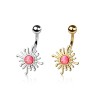 MEDIEVAL SUN WITH OPAL CENTER 316L SURGICAL STEEL NAVEL RING