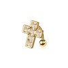 CZ PAVED CROSS 316L SURGICAL STEEL REVERSE NAVEL BELLY RING