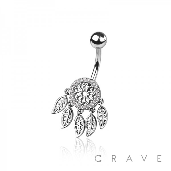 CZ DREAM CATCHER 316L SURGICAL STEEL NAVEL BELLY RING