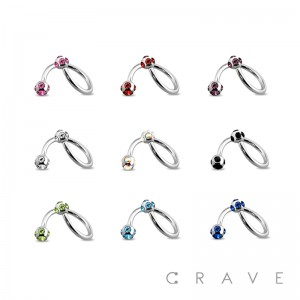 316L SURGICAL STEEL TWIST W/ MULTI GEM BALL