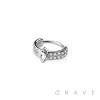 DOUBLE LINE CZ WITH MARQUISE CUT GEM 316L STAINLESS STEEL CLICKER HINGED SEGMENT RING
