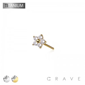 IMPLANT GRADE TITANIUM THREADLESS (PUSH IN) CZ FLOWER TOP PART(TOP PART ONLY)